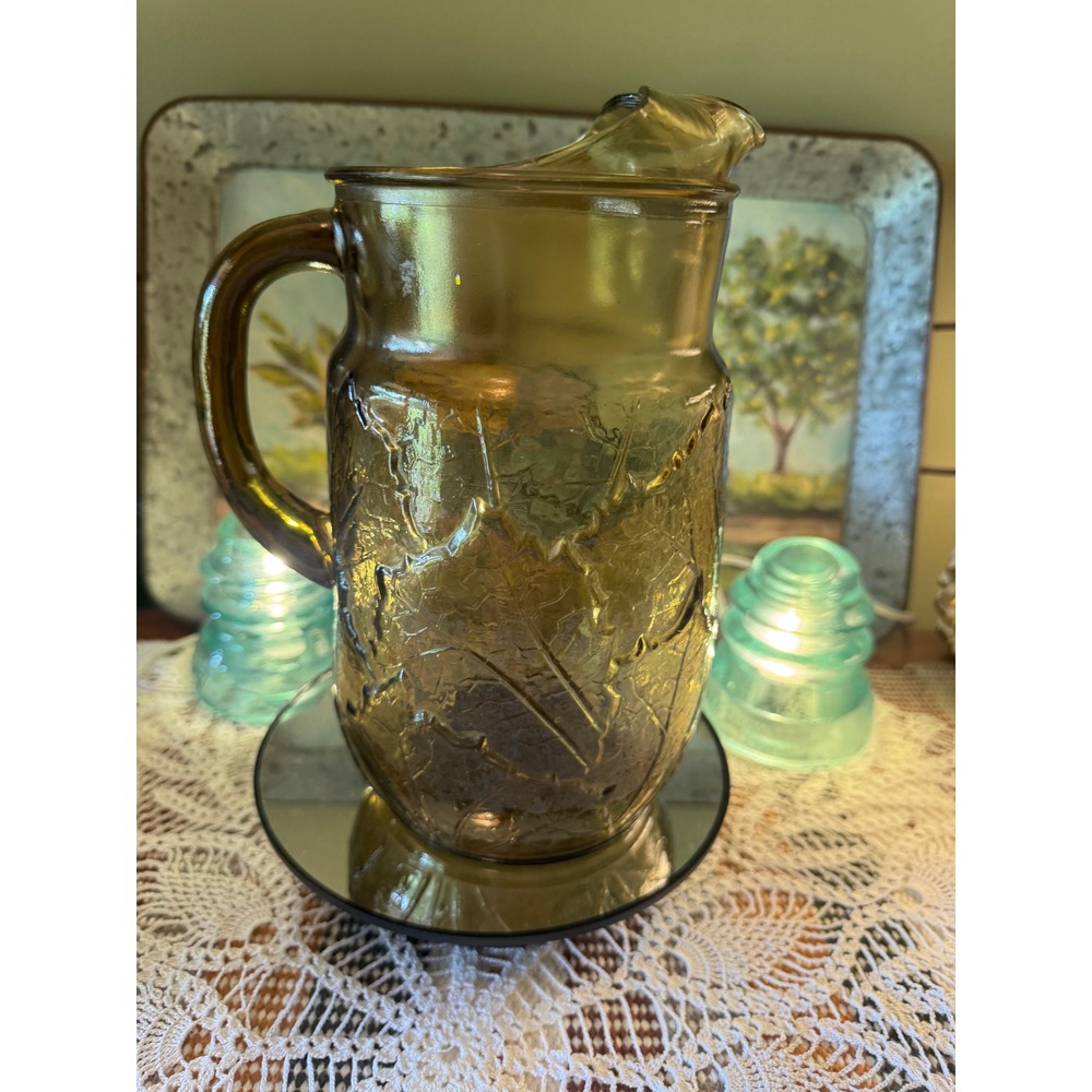 Vintage Anchor Hocking Pitcher Sherwood Pattern